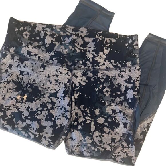 Under Armour Blue Heatgear Compression Mesh Inset 7/8 Leggings Size Large - Picture 1 of 10